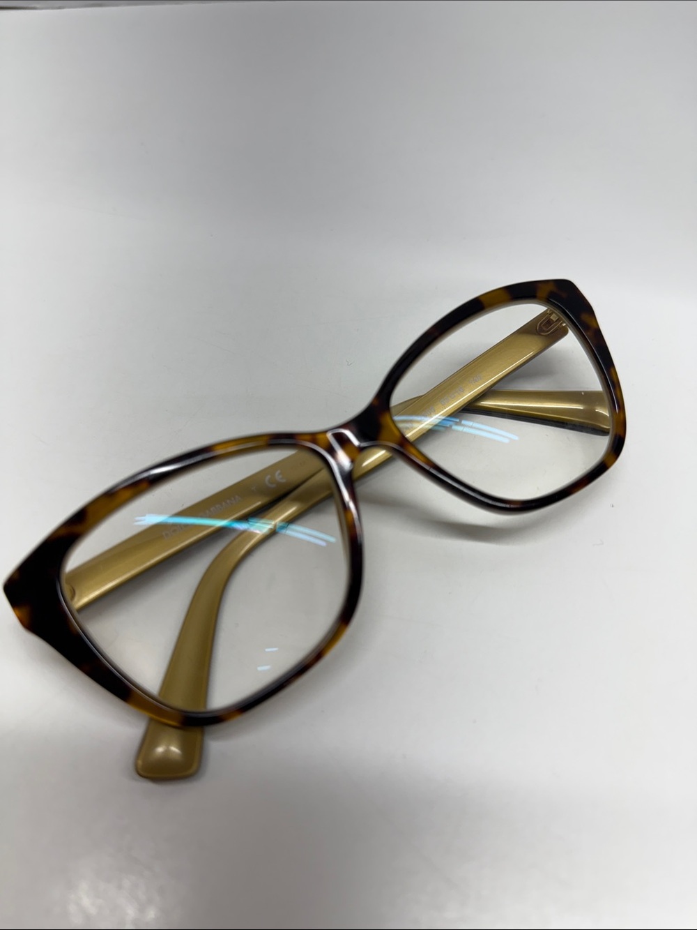 Dolce & Gabanna Eye Glasses Eyeglasses Readers Tortoise Shell Brown Tan Gold